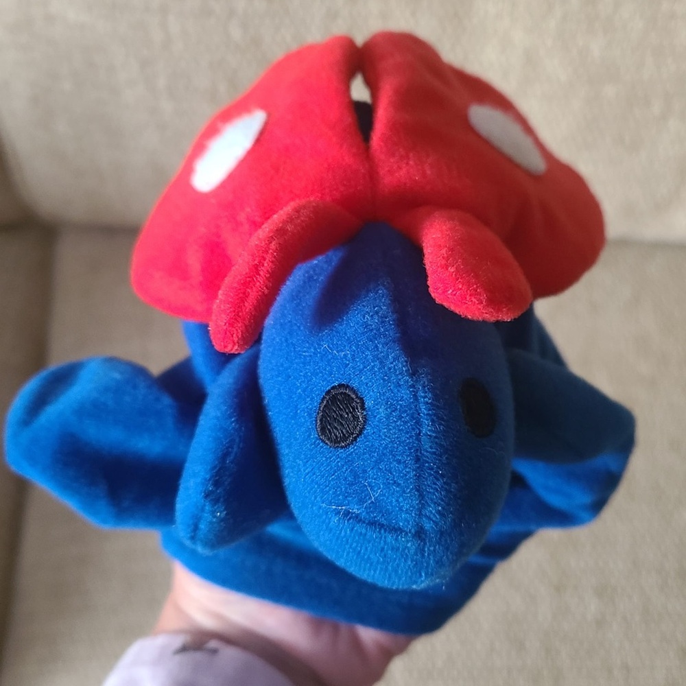 Vintage Gund Butterfly Hand Puppet Plush Stuffed Animal Pretend Toy Fingers Blue